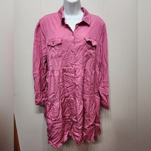 Time And Tru Materinty Dress Small Pink‎ Babydoll Shirt Dress Casual Fringe B510
